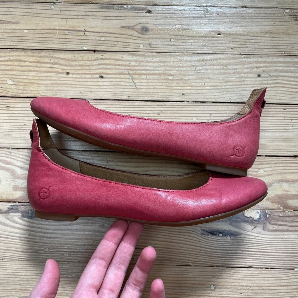 Born Julianne Red Leather Ballet Flats Almond Toe Comfort Shoes F15005 womens 5M